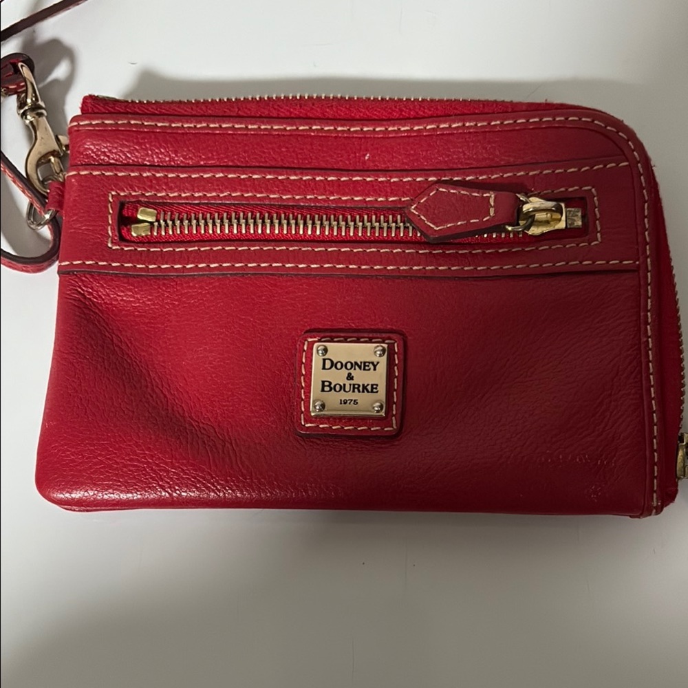 Dooney & Bourke Red Leather Wristlet Pouch